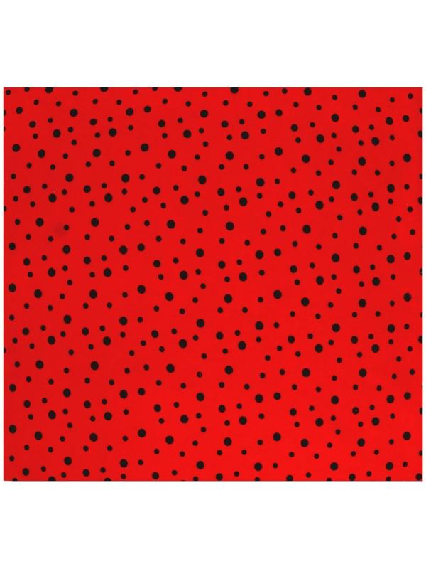 Отрез трикотажный для рукоделия, велюр, на красном фоне чёрный горох, 45 х 50 см