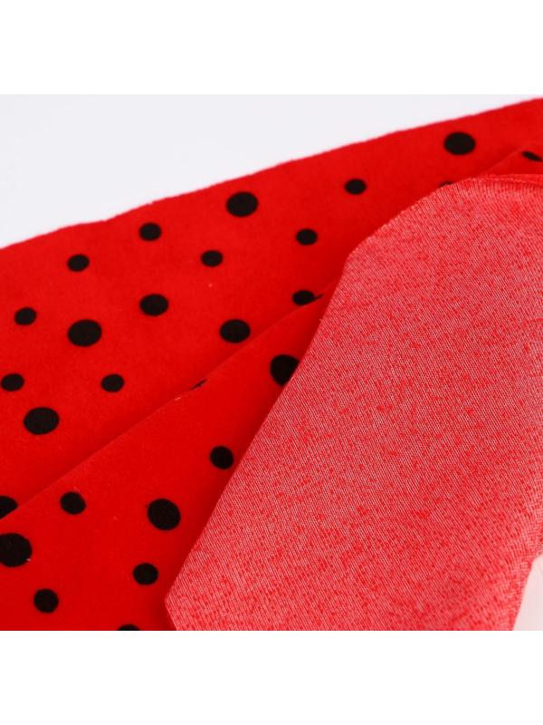 Отрез трикотажный для рукоделия, велюр, на красном фоне чёрный горох, 45 х 50 см