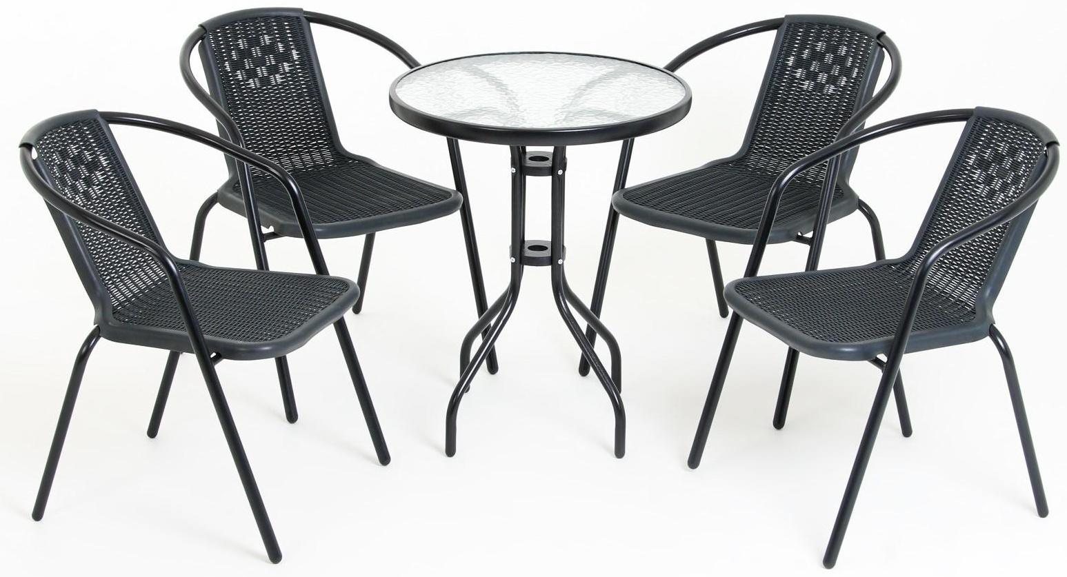 Набор садовой мебели: стол, 4 стула, микс