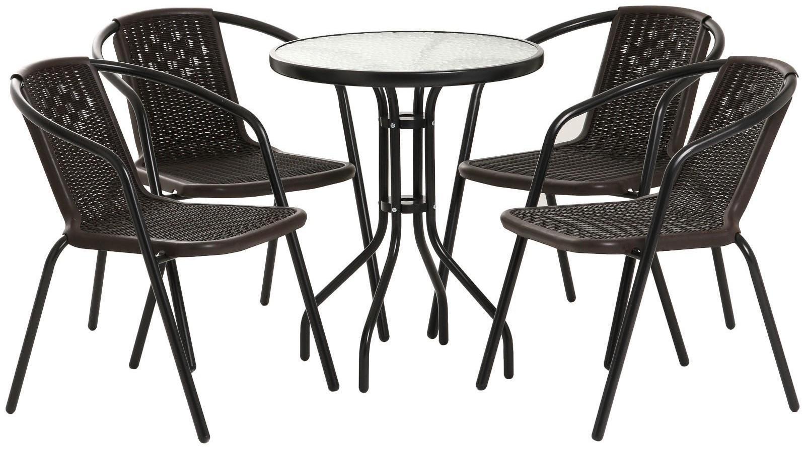 Набор садовой мебели: стол, 4 стула, микс