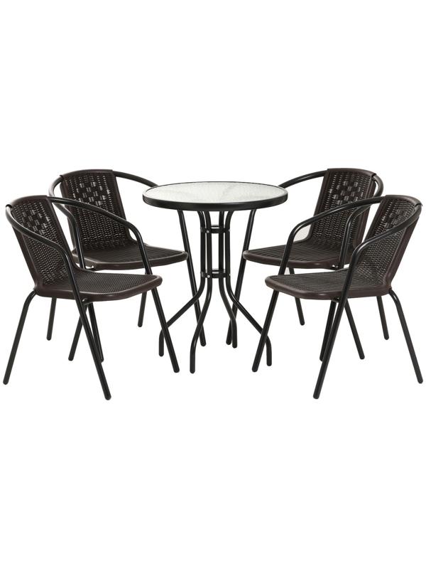 Набор садовой мебели: стол, 4 стула, микс