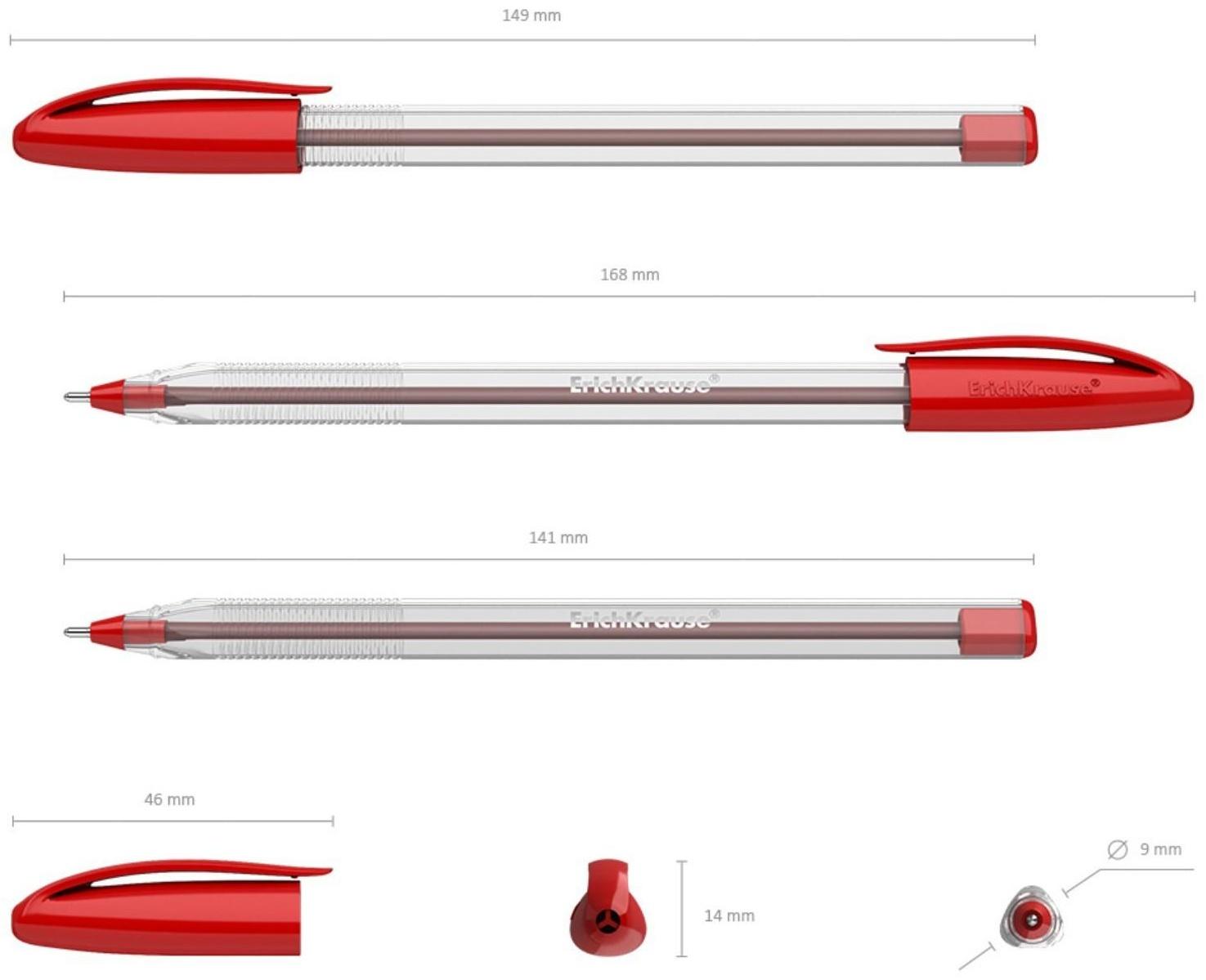 Ручка шариковая ErichKrause U-108 Classic Stick 1.0, Ultra Glide Technology, красная