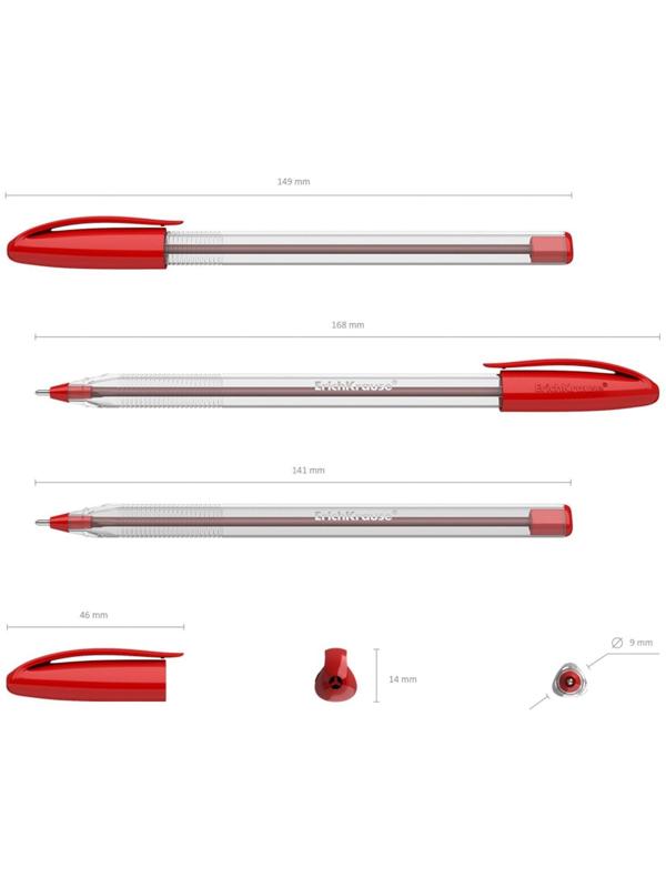 Ручка шариковая ErichKrause U-108 Classic Stick 1.0, Ultra Glide Technology, красная