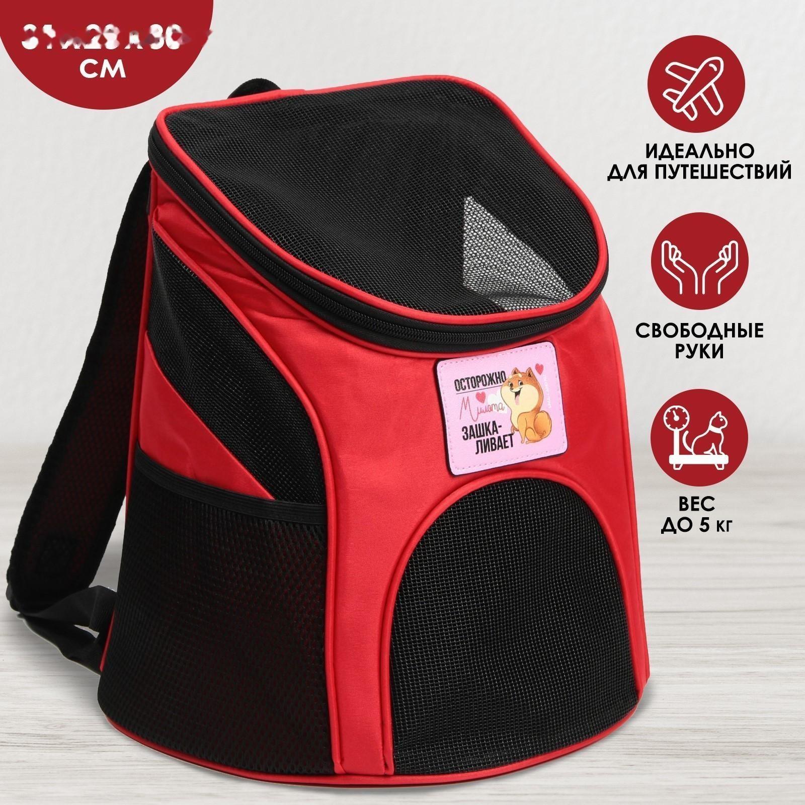 Рюкзак для переноски животных «Осторожно, милота зашкаливает» 31х23х30 см