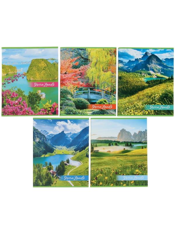 Тетрадь 48 листов в клетку GreenLand, бумажная обложка, блок типа № 2 (серые листы) / Микс 8 шт.