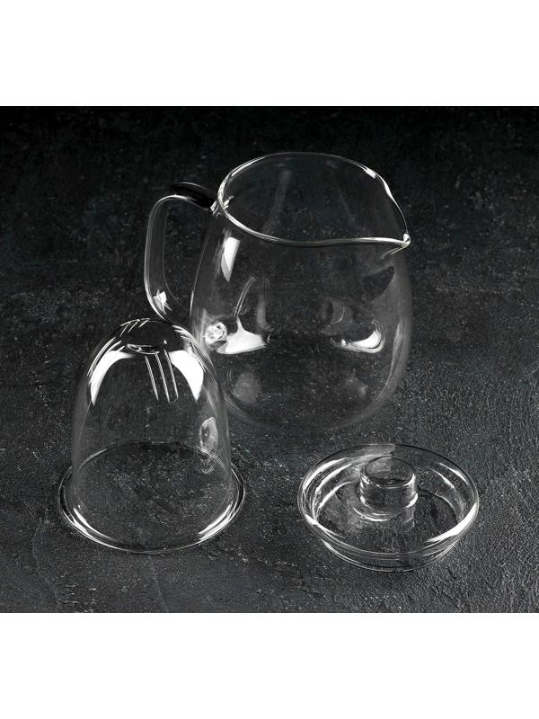 Чайник стеклянный заварочный со стеклянным ситом и крышкой Доляна «Бохо», 750 мл, 15×11×14 см