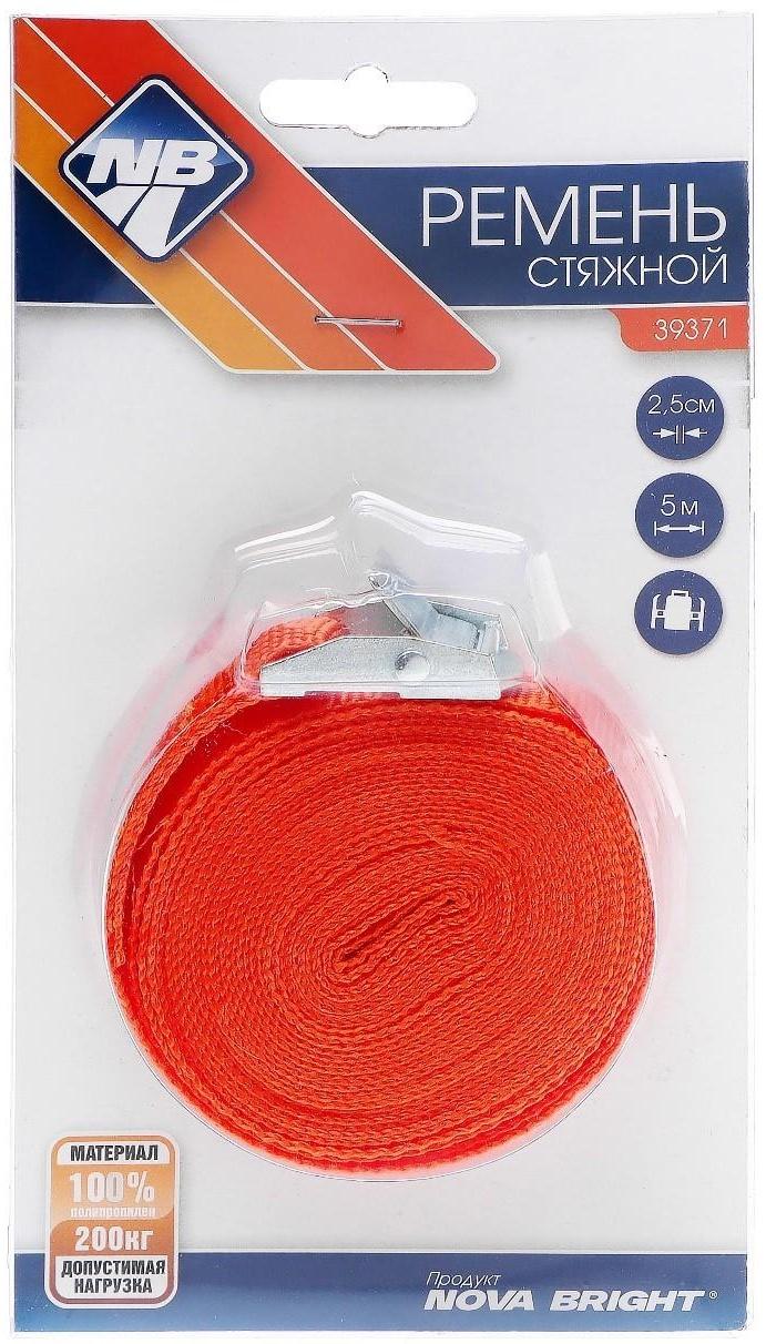 Стяжка груза ленточная Nova Bright, 2,5 см х 5 м, в блистере, с фиксатором, 200 кг