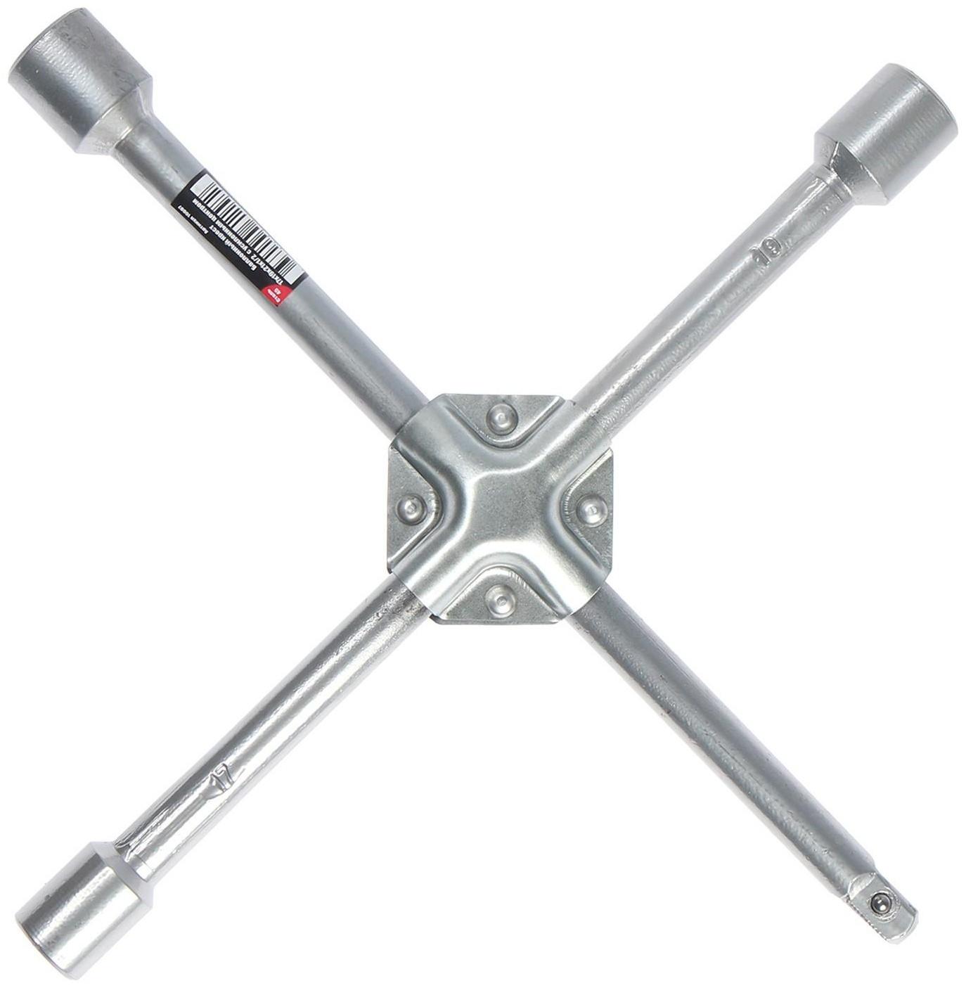 Ключ баллонный крестообразный ТУНДРА, 17 х 19 х 21 мм, квадрат 1/2