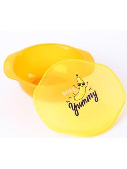 Тарелка для кормления Banana Yummy, c крышкой, цвет желтый