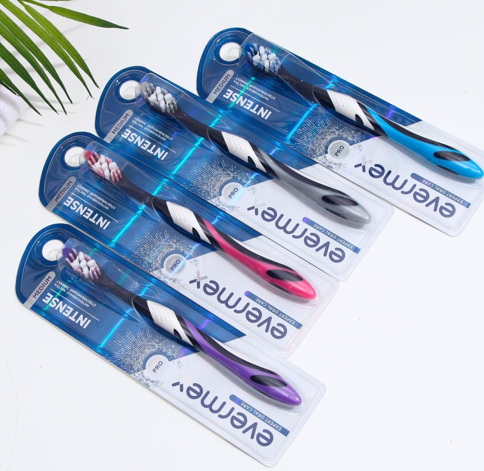 Зубная щётка Evermex Intense, средней жёсткости, микс, 1 шт.