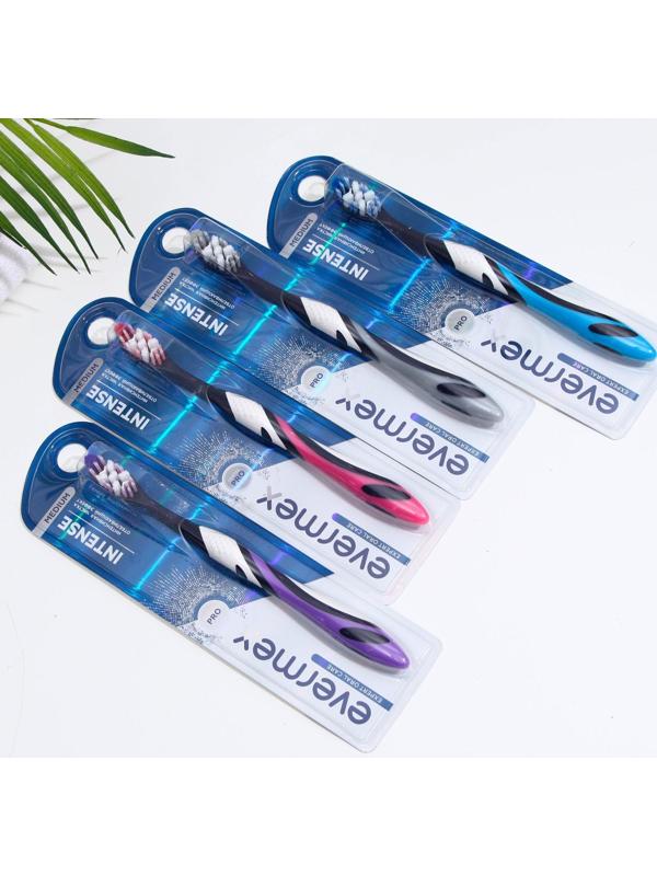 Зубная щётка Evermex Intense, средней жёсткости, микс, 1 шт.