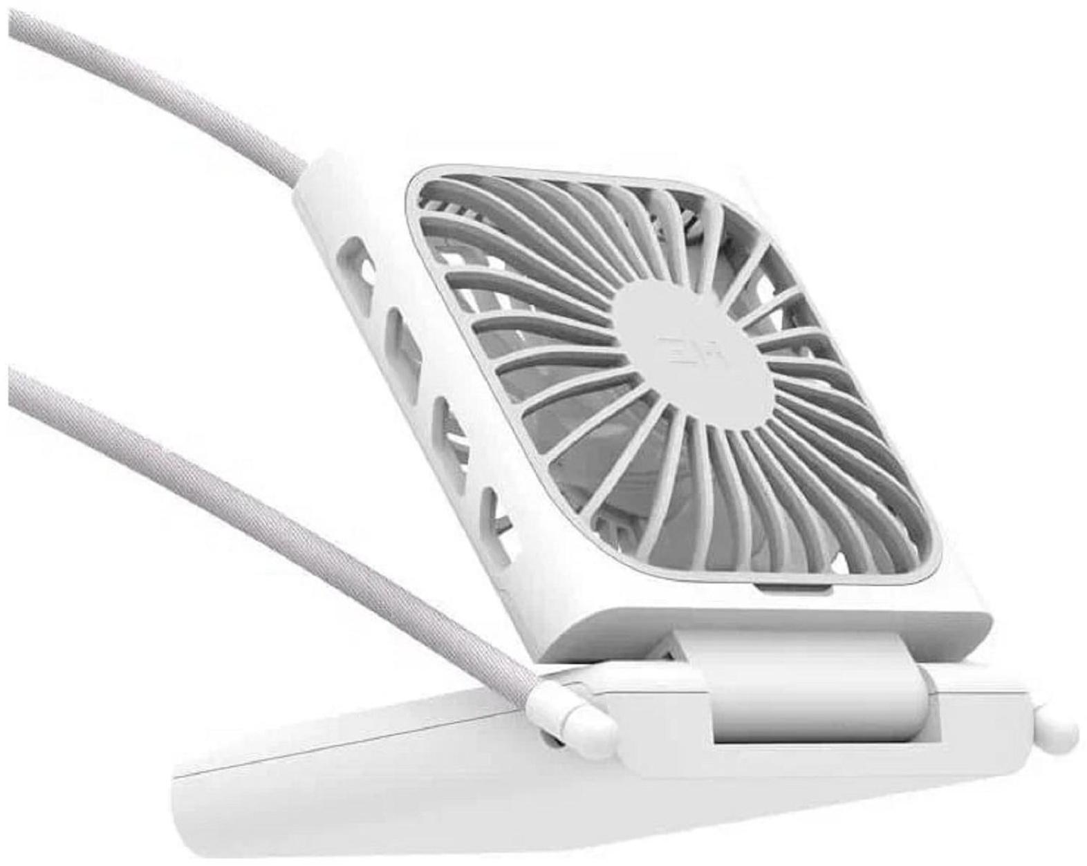Портативный вентилятор Xiaomi ZMI AF217, ремешок, 3 скорости, до 120°, 2400 мАч, белый