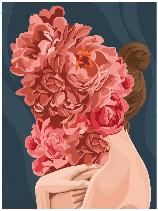 Алмазная мозаика на подрамнике с полным заполнением «Девушка с цветами», 30х40см