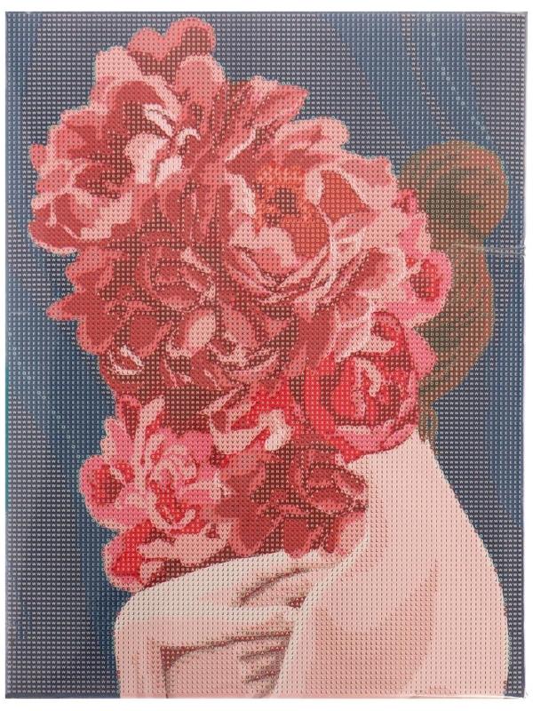 Алмазная мозаика на подрамнике с полным заполнением «Девушка с цветами», 30х40см