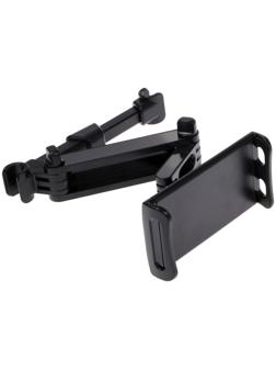 Держатель для телефона или планшета на подголовник авто, телескопический, 11-21 см., черный