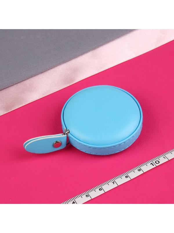 Сантиметровая лента-рулетка портновская, искусственная кожа, 150 см (см/дюймы), цвет голубой