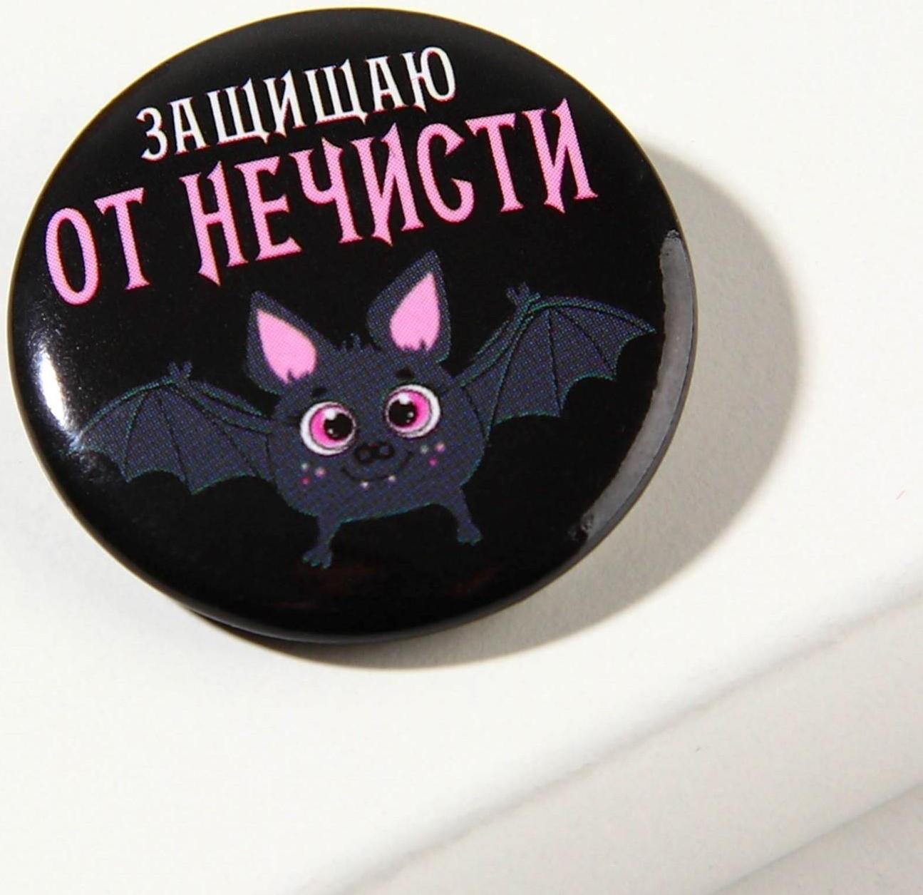 Резинка для волос и значок «Защищаю от нечисти», набор