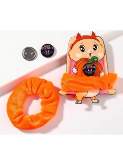 Резинка для волос и значок «Защищаю от нечисти», набор