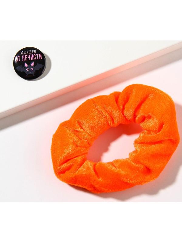 Резинка для волос и значок «Защищаю от нечисти», набор