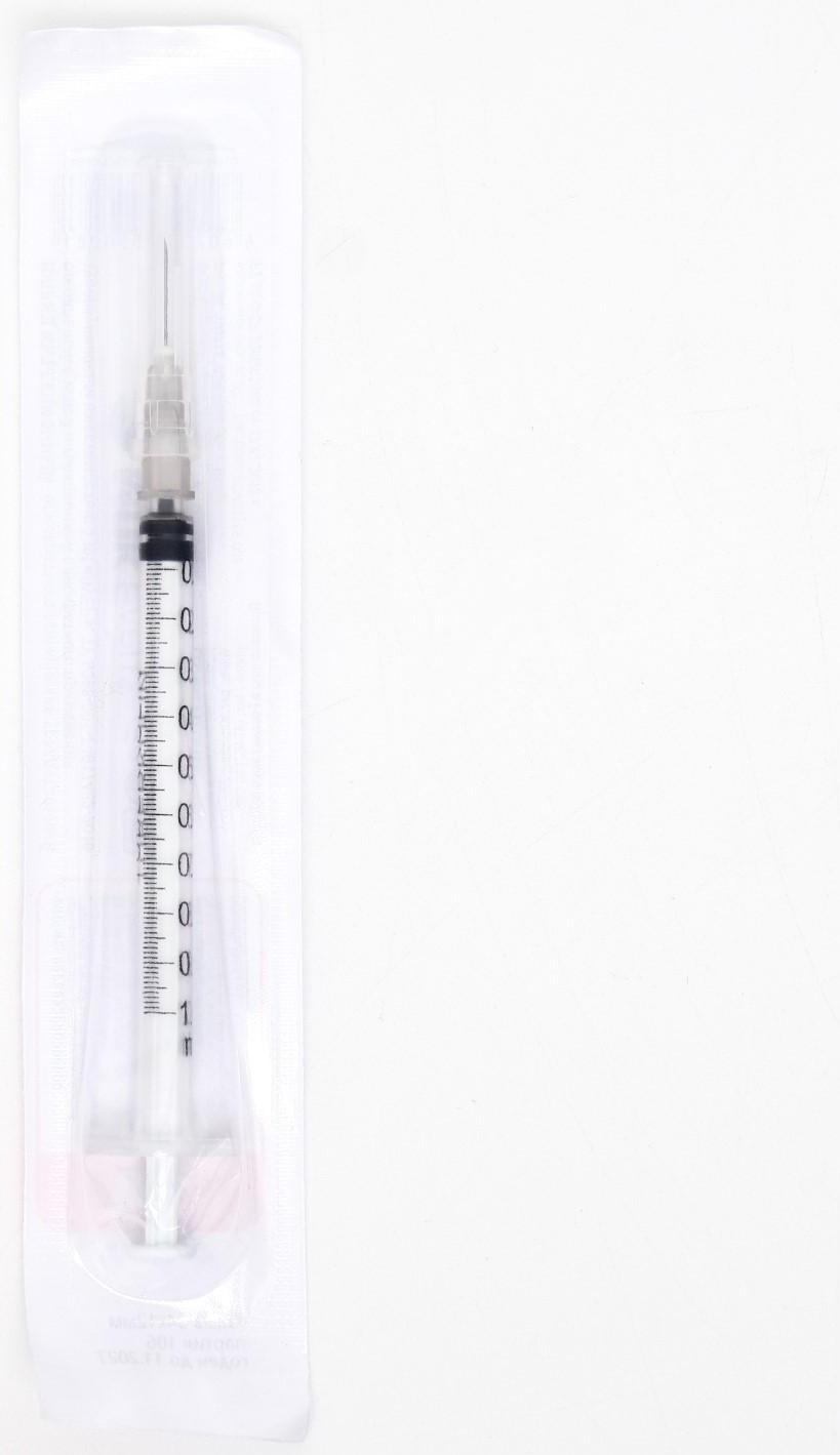 Шприц туберкулиновый 1 мл с надетой иглой, МПК Елец, Россия