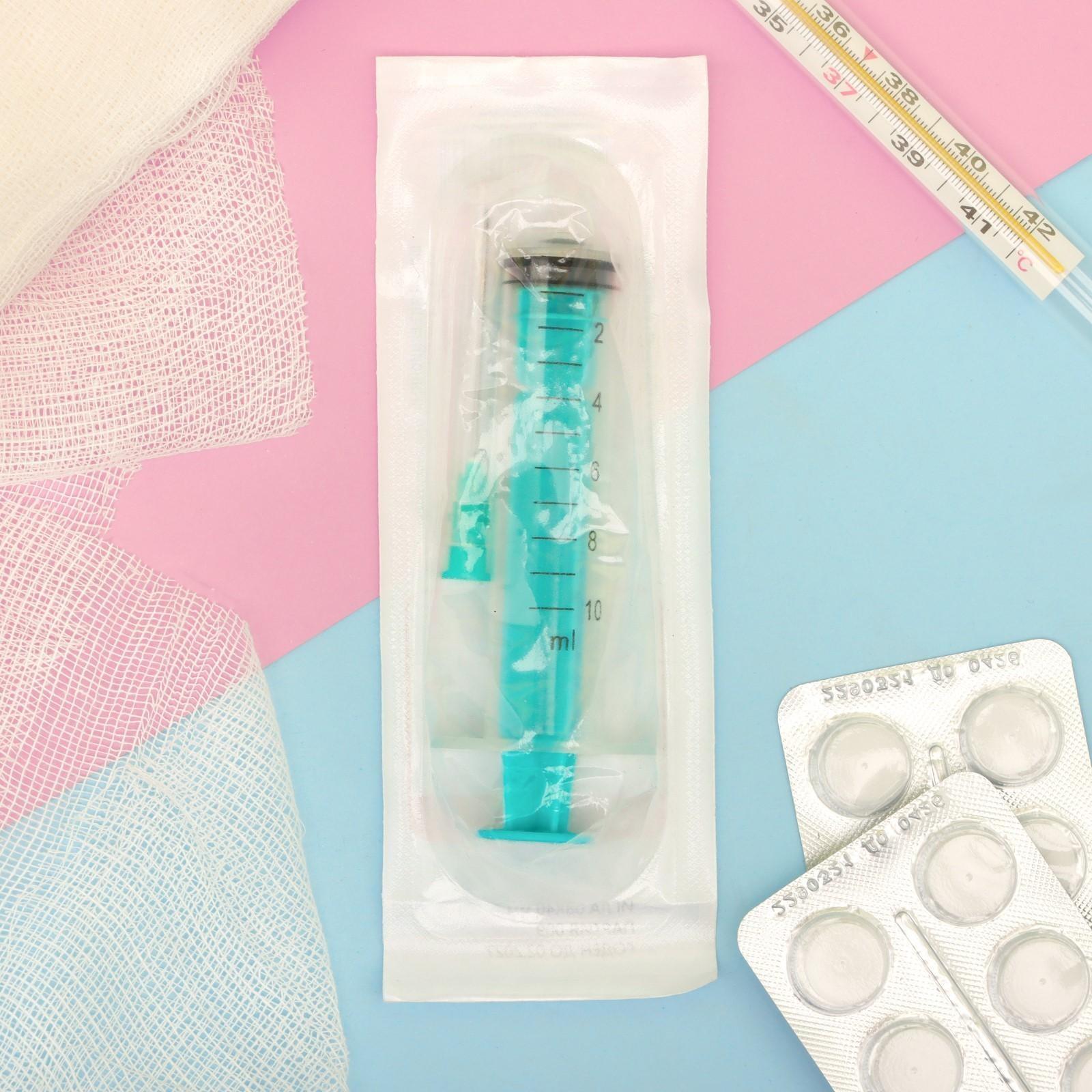 Шприц медицинский трехкомпонентный 10 мл, 21G (0.8 x 40 мм), МПК Елец, Россия