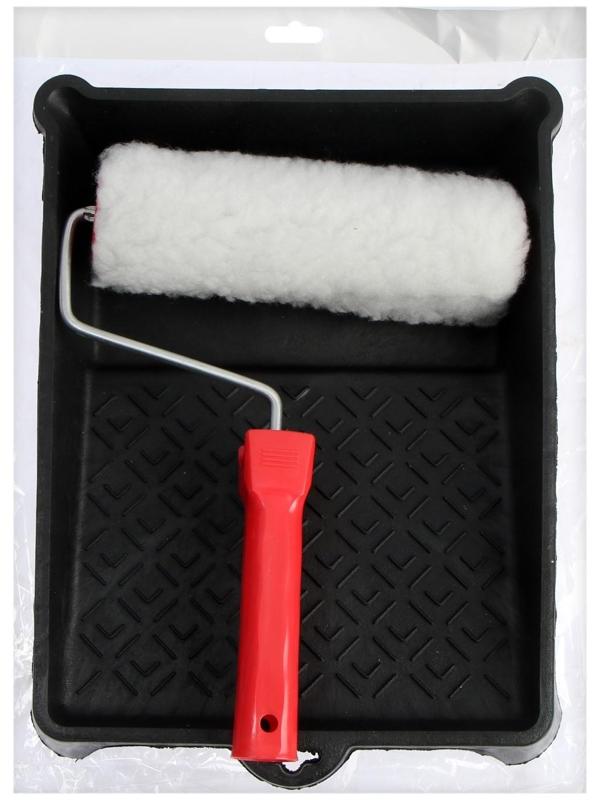 Набор малярный ЛОМ, валик искусственный мех, 180 мм, ванночка 250 х 320 мм