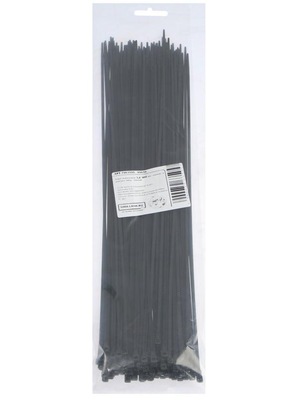 Хомут нейлоновый, пластик, 3,6х400 мм, черный, в упаковке 100 шт.