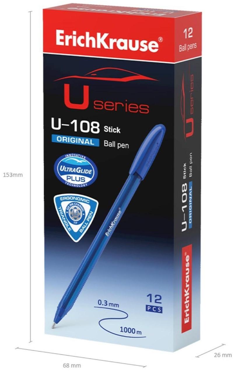 Ручка шариковая ErichKrause U-108 Original Stick 1.0, Ultra Glide Technology, цвет чернил синий