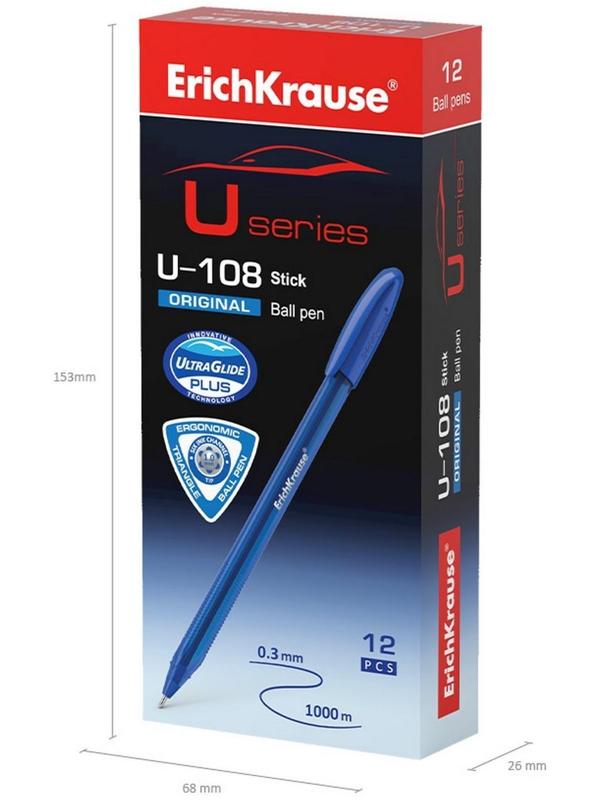 Ручка шариковая ErichKrause U-108 Original Stick 1.0, Ultra Glide Technology, цвет чернил синий