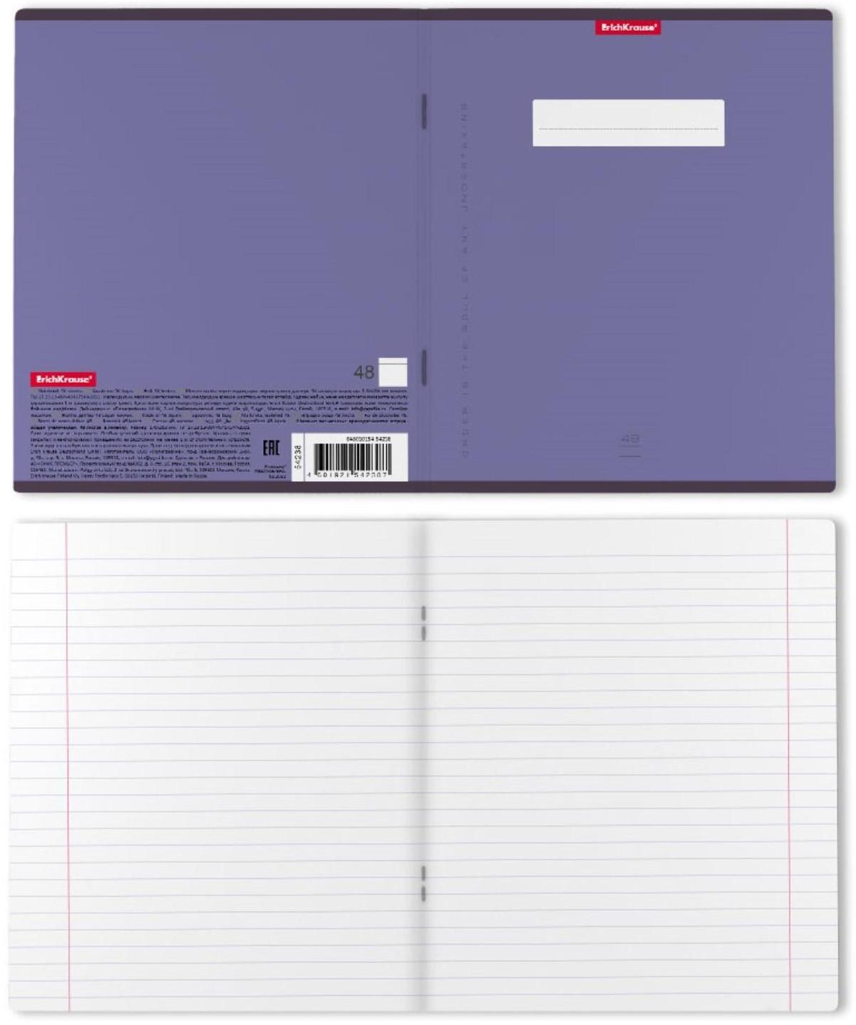 Тетрадь 48 листов в линейку ErichKrause Unicolor Bright, обложка мелованный картон, блок офсет, микс