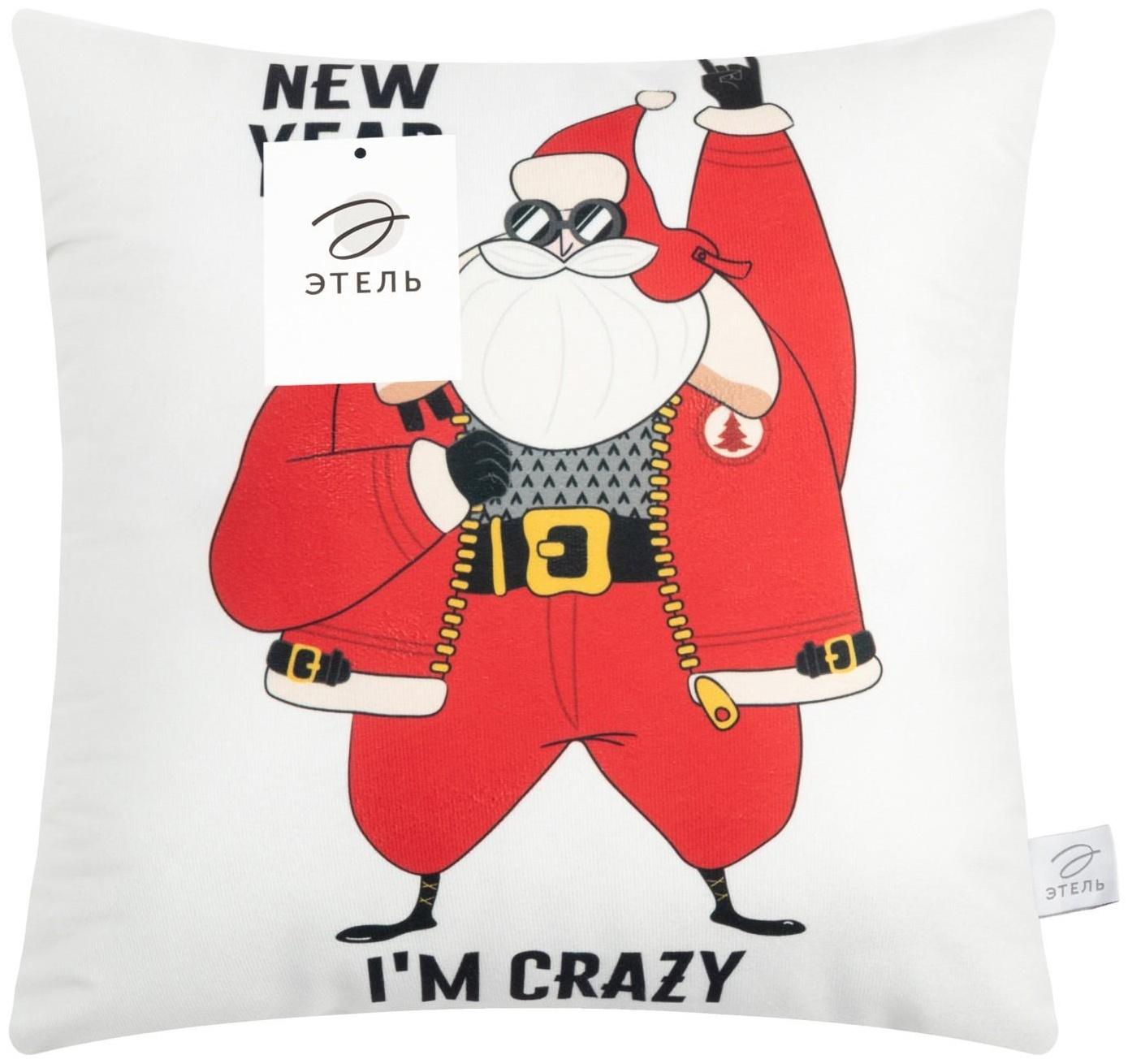 Подушка декоративная новогодняя Этель «Crazy», 40х40 см, 100% п/э, велюр