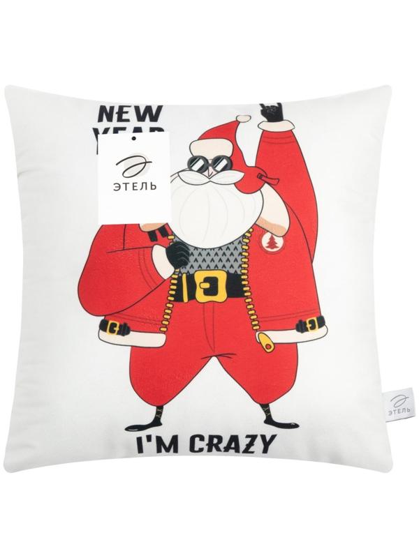 Подушка декоративная новогодняя Этель «Crazy», 40х40 см, 100% п/э, велюр