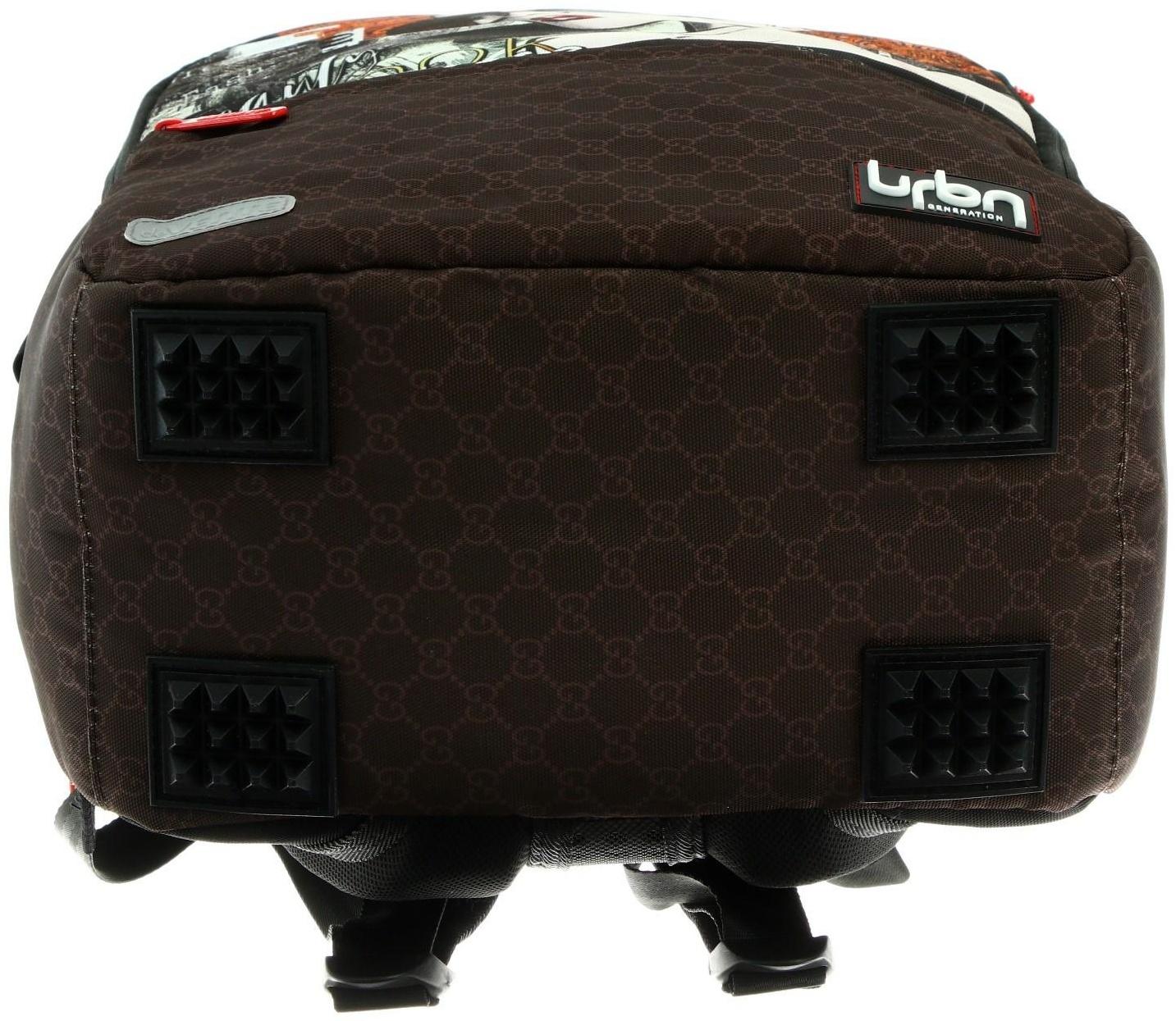 Рюкзак молодежный 39 х 30 х 17 см, эргономичная спинка + usb и аудио выход, deVENTE Red Label, Beauty , коричневый/оранжевый