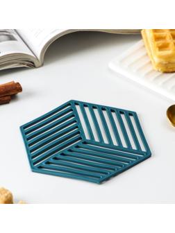 Подставка под горячее силиконовая, 13×11,5×0,3 см, цвет синий