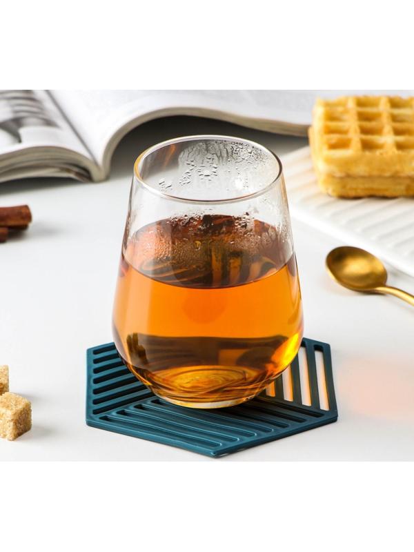 Подставка под горячее силиконовая, 13×11,5×0,3 см, цвет синий