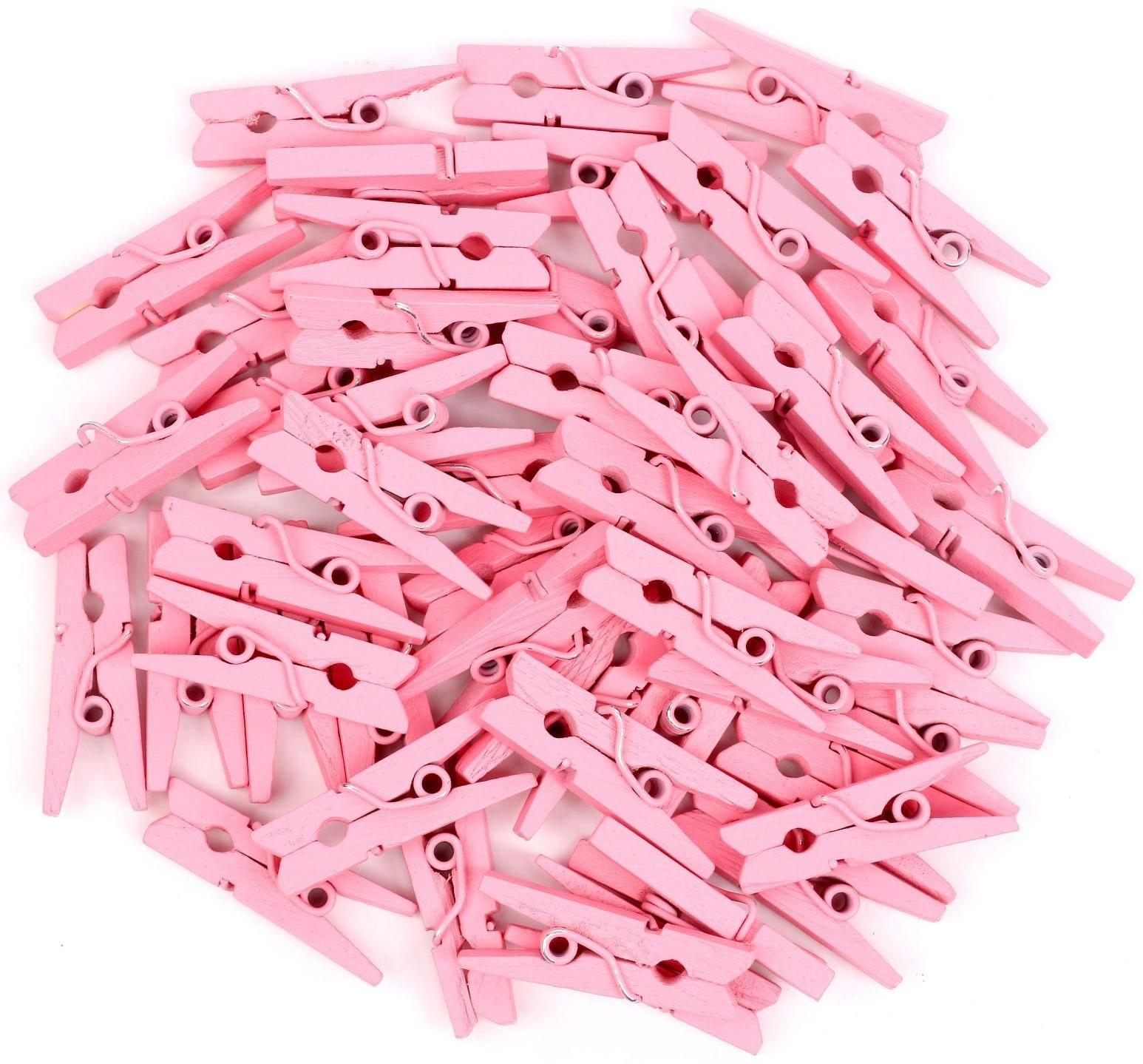 Набор прищепок для декора 50 шт., розовые — 2,5 см