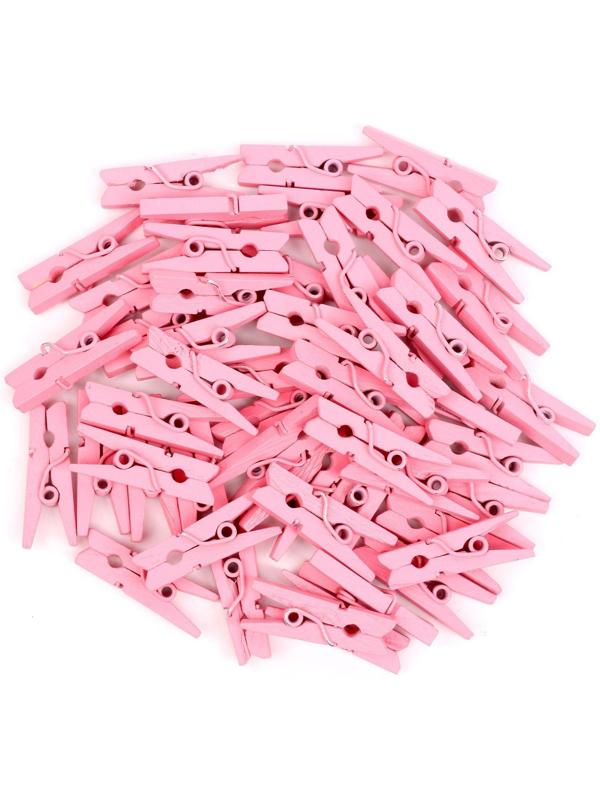 Набор прищепок для декора 50 шт., розовые — 2,5 см