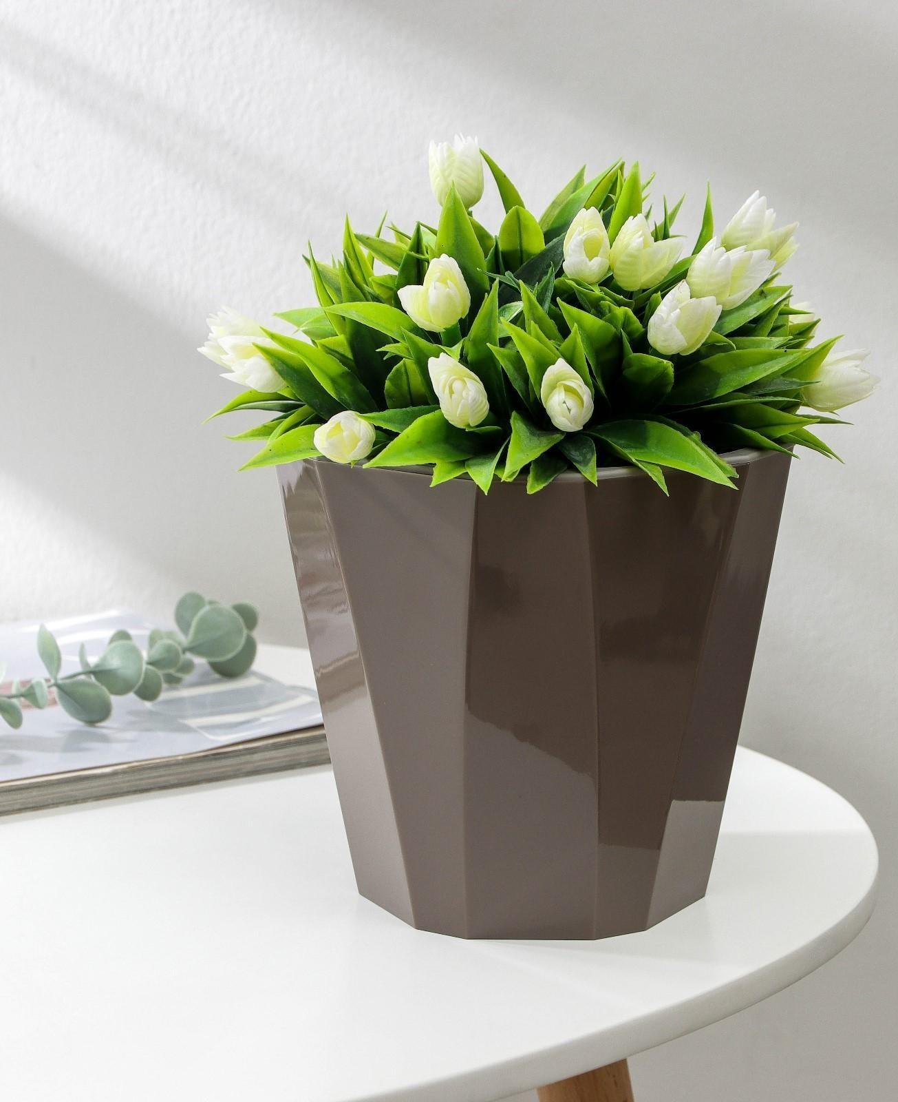 Кашпо для цветов со вставкой «Палермо», 1,8 л, цвет коричневый