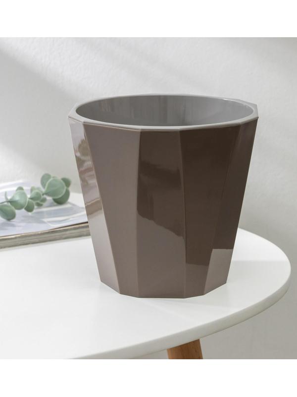 Кашпо для цветов со вставкой «Палермо», 1,8 л, цвет коричневый