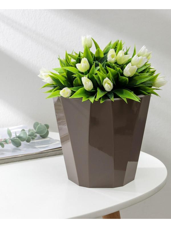 Кашпо для цветов со вставкой «Палермо», 1,8 л, цвет коричневый