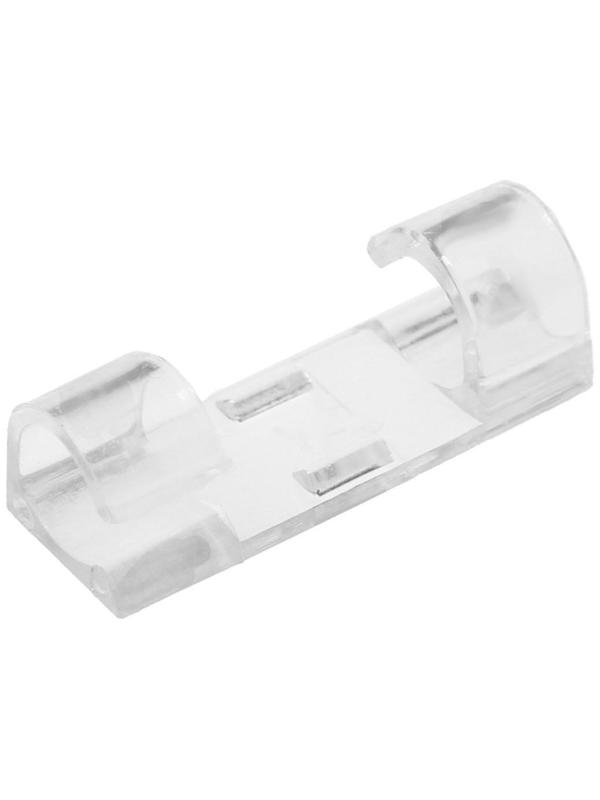 Держатель самоклеящийся для проводов и гирлянд ТУНДРА krep, 15х40 мм, прозрачный,