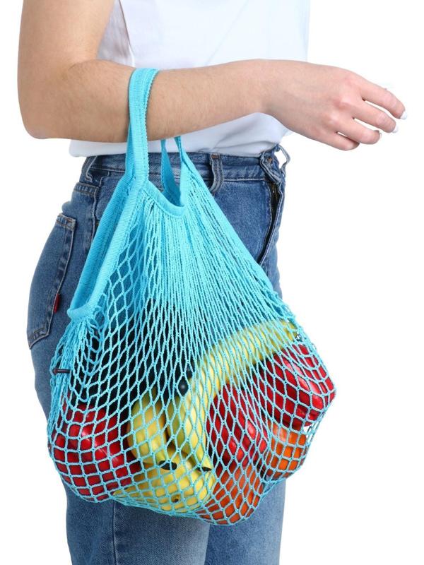 Авоська 34 х 34 см, ручка 12 см, клетка 1.5 см, бирюзовая