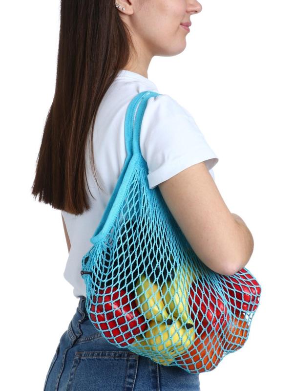 Авоська 34 х 34 см, ручка 12 см, клетка 1.5 см, бирюзовая