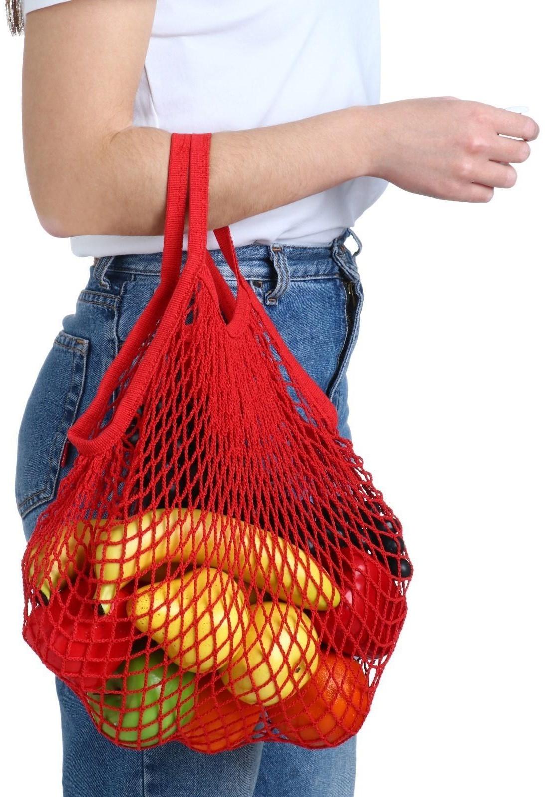 Авоська 34 х 34 см, ручка 12 см, клетка 1.5 см, красная