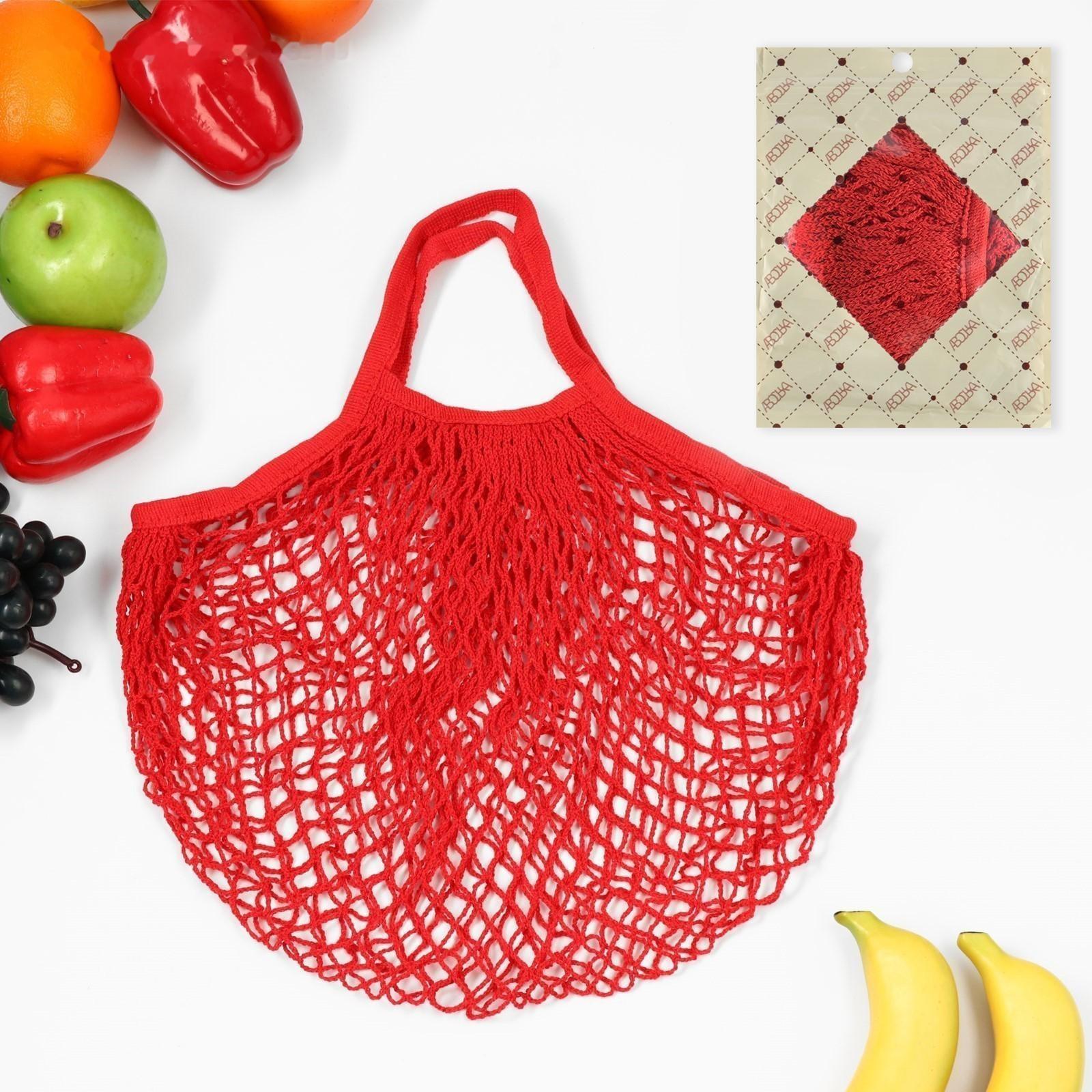 Авоська 34 х 34 см, ручка 12 см, клетка 1.5 см, красная