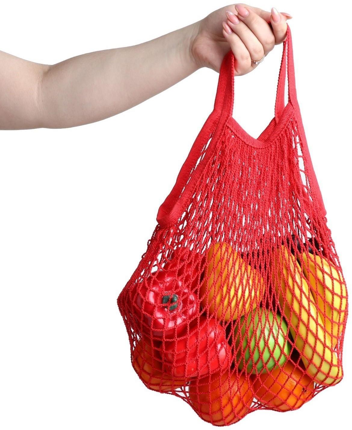 Авоська 34 х 34 см, ручка 12 см, клетка 1.5 см, красная