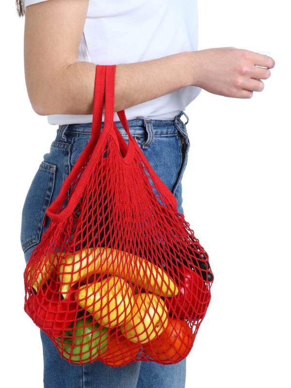 Авоська 34 х 34 см, ручка 12 см, клетка 1.5 см, красная