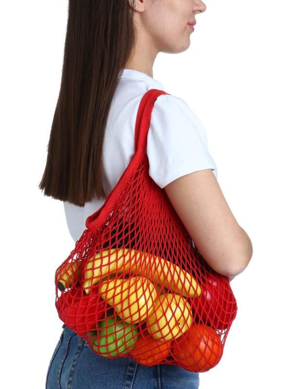 Авоська 34 х 34 см, ручка 12 см, клетка 1.5 см, красная