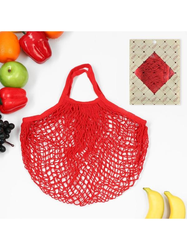 Авоська 34 х 34 см, ручка 12 см, клетка 1.5 см, красная