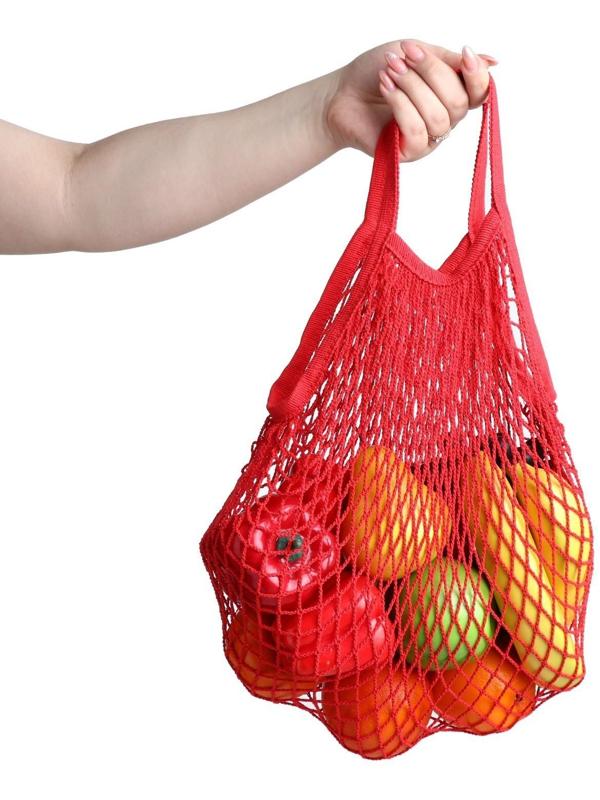 Авоська 34 х 34 см, ручка 12 см, клетка 1.5 см, красная